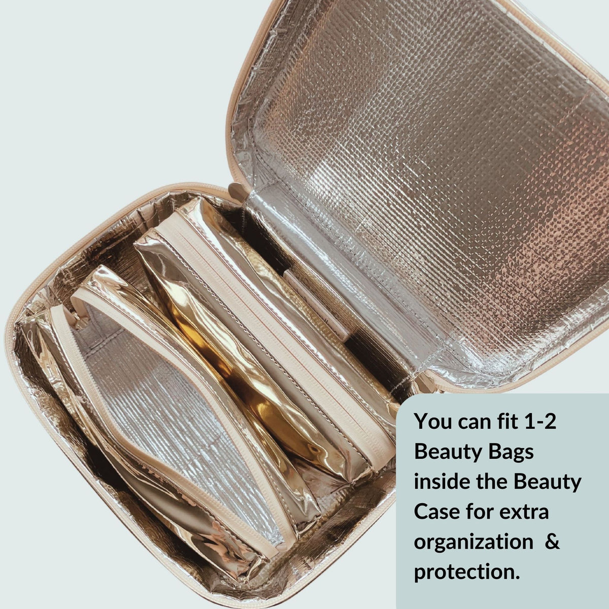 best makeup travel bag WELLinsulated Insulated Makeup Bag Gold