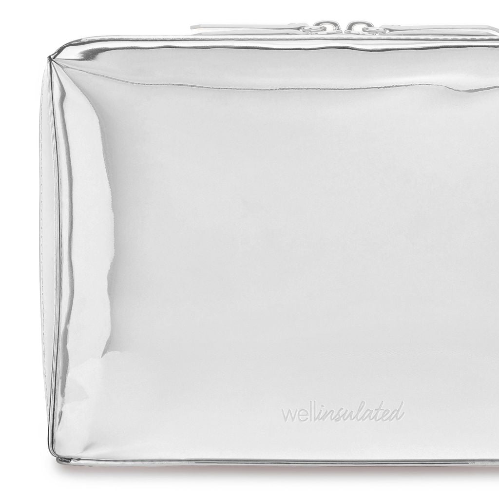 Silver WELLinsulated bag in metallic vegan leather