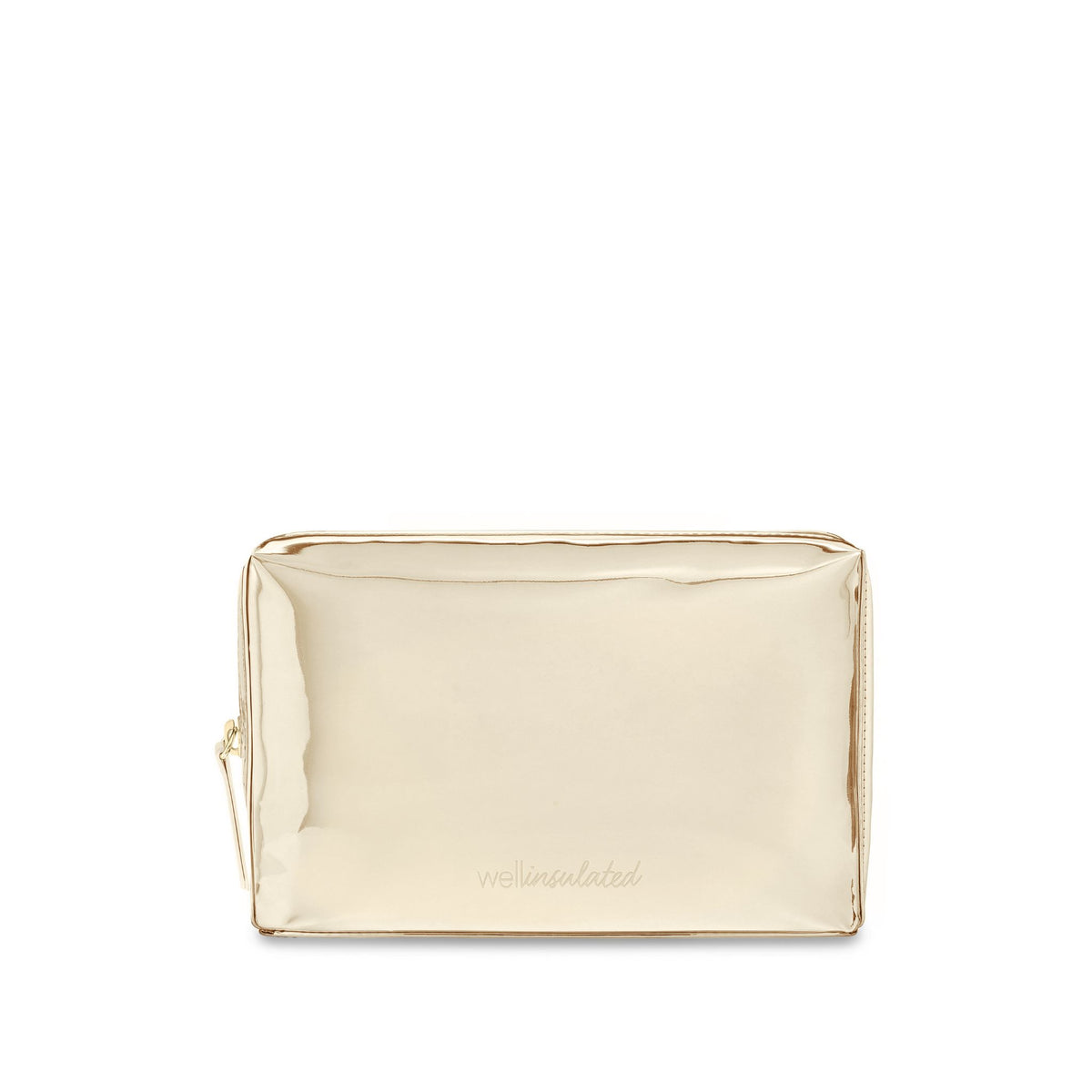 WELLinsulated Performance Beauty Bag in gold, an insulated makeup bag with a metallic reflective exterior.